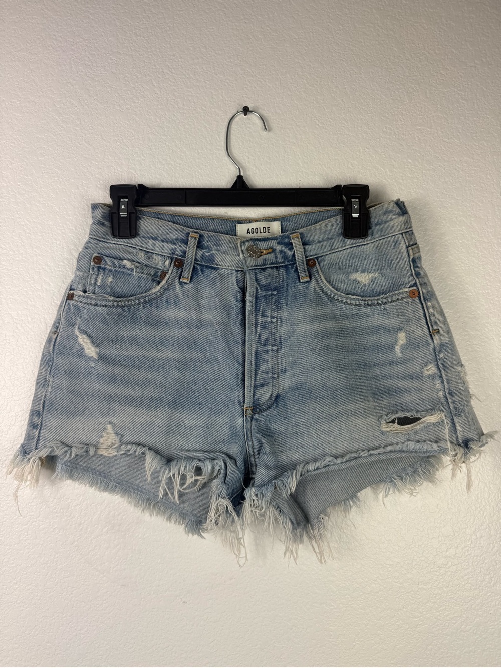 AGOLDE Light Blue Distressed Denim Shorts size 26